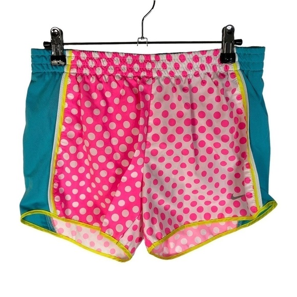 Nike Dri-Fit Pink & Blue Polka Dot Athletic Shorts S - Picture 1 of 4